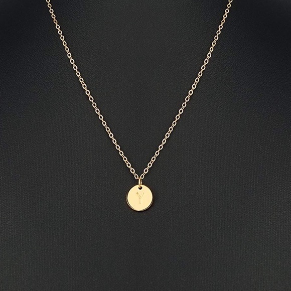 Gold Letter Circle Stamped Initial Necklace - Picture 6 of 6